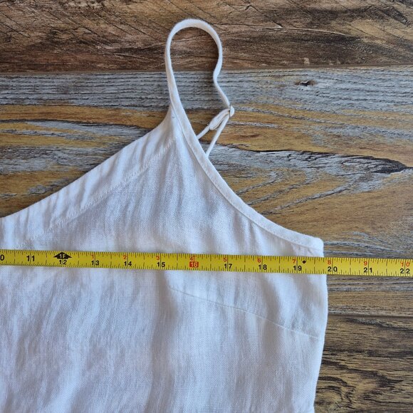 EILEEN FISHER White Linen Tank Sun Dress Pocket V-Neck Adjustable Straps - Picture 11 of 12